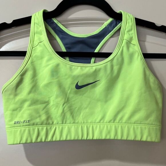 NIKE PRO Victory Compression Sports Bra Neon Yellow Women’s Size Small - Picture 1 of 6